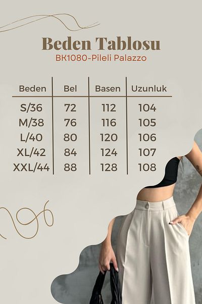 Balenbi High Waist Lycra Women's Palazzo Trousers - Pleated 1080