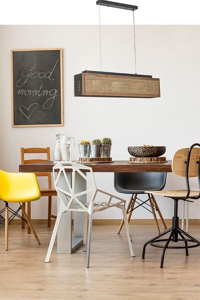 Lumexx Beach Rectangular Walnut Rattan Chandelier