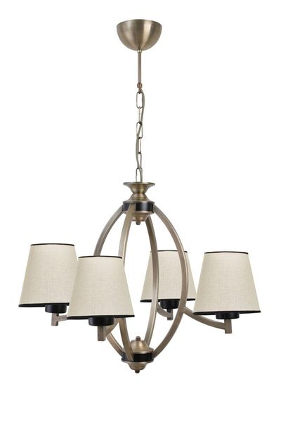 Lumexx Paul 4-Piece Antique - Chandelier with Open Wicker Lampshade