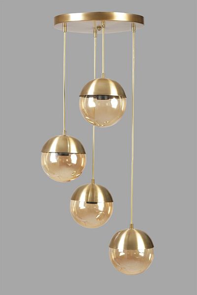 Lumexx Globe Set of 4 - Pendant Lamp with Tray and Honey Glass