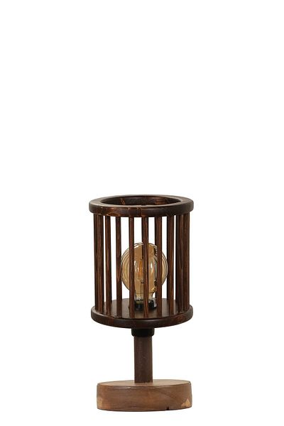Lumexx ANKA Walnut Cage Table Lamp with Head