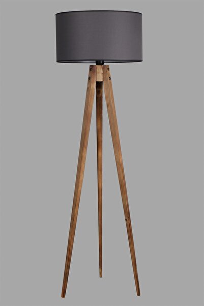 Lumexx Tripod Yanık Lambader Silindir Koyu Gri Abajurlu