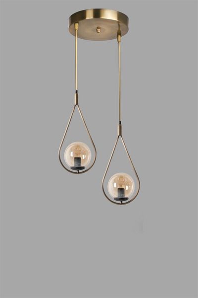 Lumexx Damla Antique Pendant Lamp with 2 Trays and Honey Glass