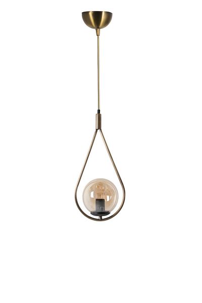 Lumexx Single Drop Honey Glass Antique Pendant Lamp