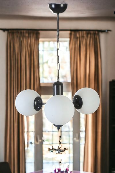 Lumexx BANKOK Set of 3 Black and White Glass Chandelier