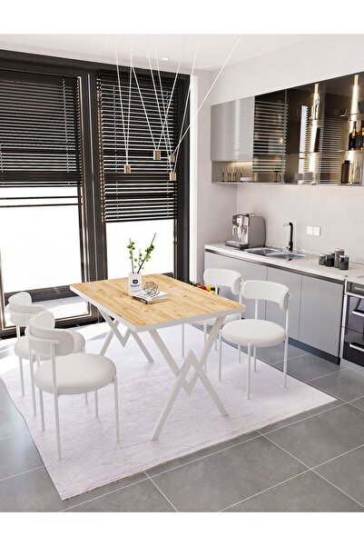 Dekoport Luna Masa Sandalye Takımı 80*120 Masa Teddy Sandalye Mutfak Masası 4...