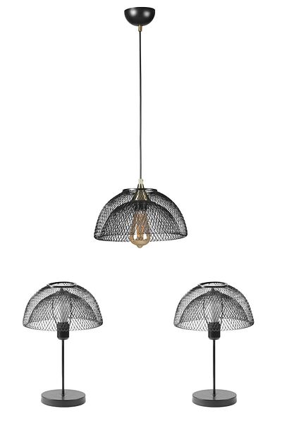 Lumexx Ufo Chandelier Lamp Shade - Black Set of 3