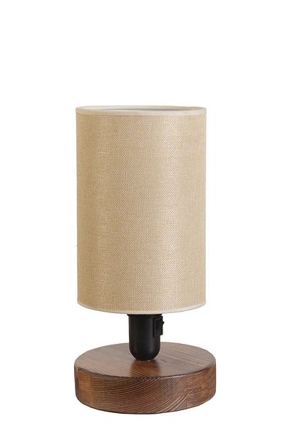 Lumexx AYÇA - Walnut Table Lamp with Light Wicker Lampshade