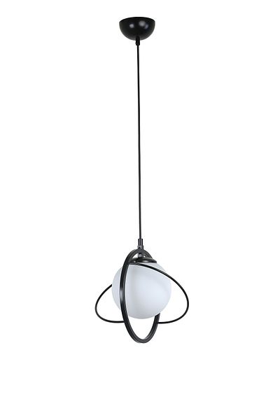 Lumexx Nepal Single Black and White Glass Pendant Lamp