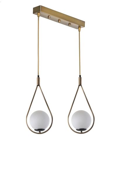 Lumexx White Glass Drop 2-Piece Antique Pendant Lamp