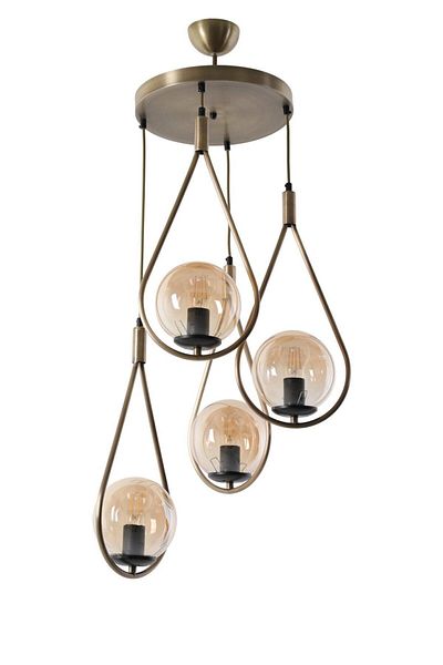 Lumexx Damla Antique Pendant Lamp with 4 Trays and Honey Glass
