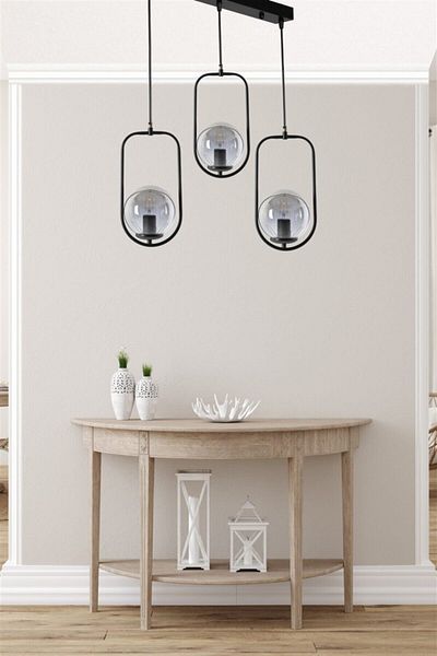 Lumexx Ahu 3 Row - Black Pendant Lamp with Smoked Glass