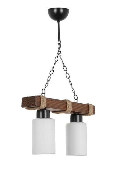 Lumexx Jasmin Set of 2 - Wooden Walnut Cylinder with Opal Glass