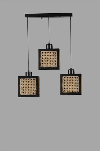 Lumexx KUMSAL 3-Piece Black Ratnan Chandelier Set