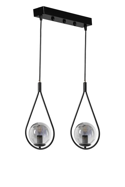 Lumexx Smoked Glass Black Drop Pendant Lamp - 2 Rows