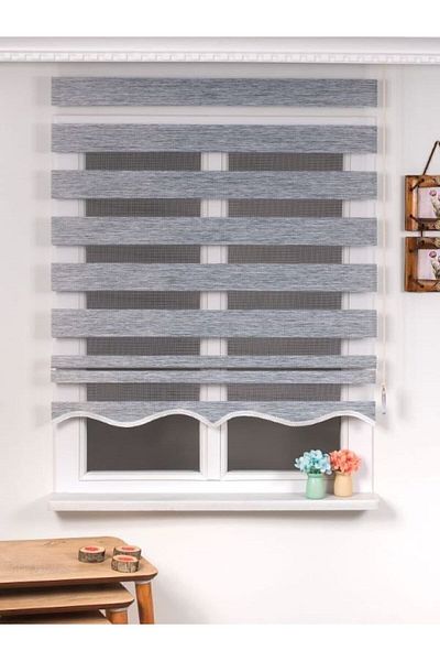 TREND STOR PERDE Imported Bamboo Light Gray Bamboo Roller Zebra Curtain Skirt Sectional