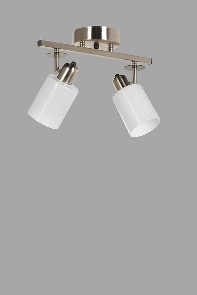 Lumexx Matte Chrome White Glass Nomi Chandelier - 2 Rows