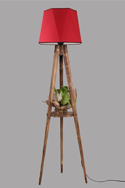 Lumexx Sehbalı Tripod Lambader Yanık Altıgen Kırmızı Abajurlu