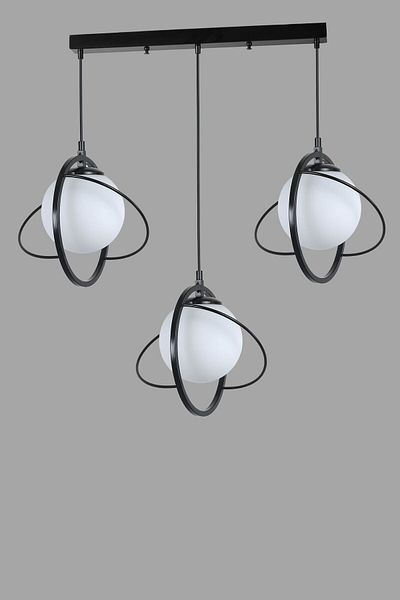 Lumexx NEPAL 3 Row Black and White Glass Pendant Lamp Set