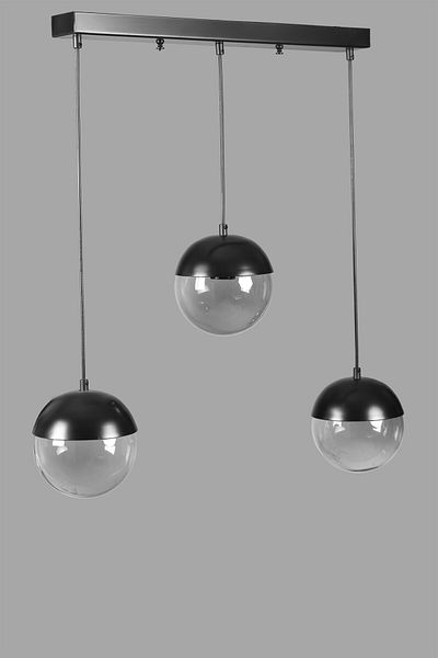 Lumexx Black Fume Cure 3 Row Glass Pendant Lamp