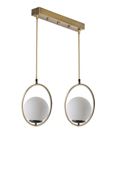 Lumexx White Glass Ring 2-Piece Antique Pendant Lamp