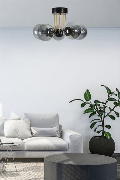 Lumexx PABLO 5-Piece Black Fume Glass Chandelier Set