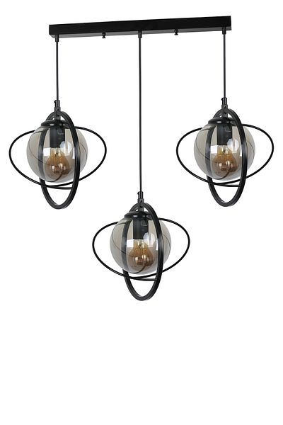 Lumexx NEPAL 3-Piece Black Fume Glass Pendant Lamp Set