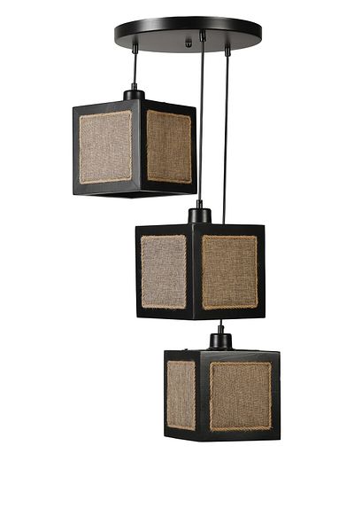 Lumexx KUMSAL Set of 3 Black Wicker Chandelier