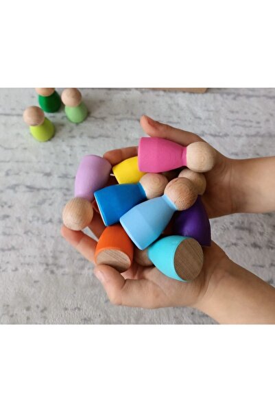 Moccotoys Peg Bebek 12 Li Renkli Insan Figürleri (WALDORF)