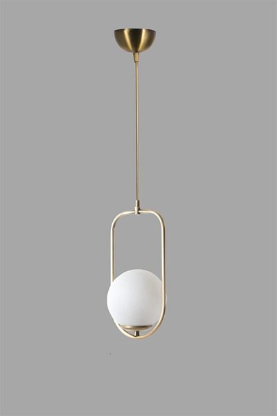Lumexx Ahu Single White Glass Antique Pendant Lamp
