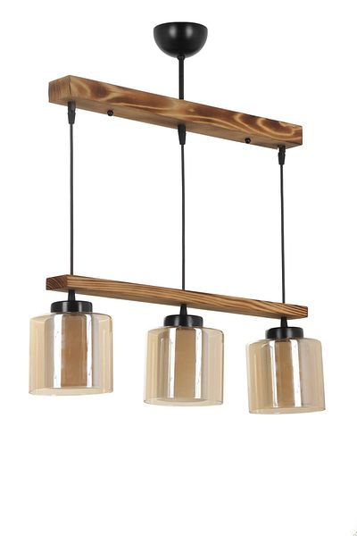 Lumexx David 3 Row - Burnt Honey Glass Pendant Lamp Set