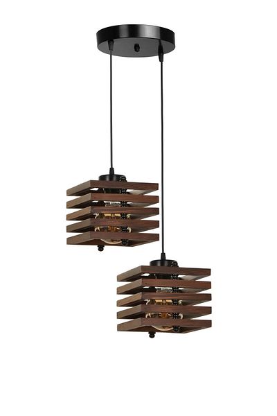 Lumexx Cara Wooden Walnut Pendant Lamp with 2 Trays