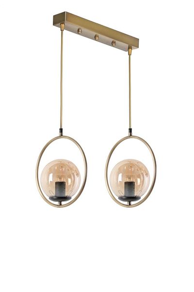 Lumexx Ring 2 Row Antique Pendant Lamp - Honey Glass