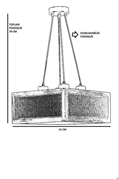 Lumexx KUMSAL KARE 4 LÜ SİYAH RATTAN AVİZE