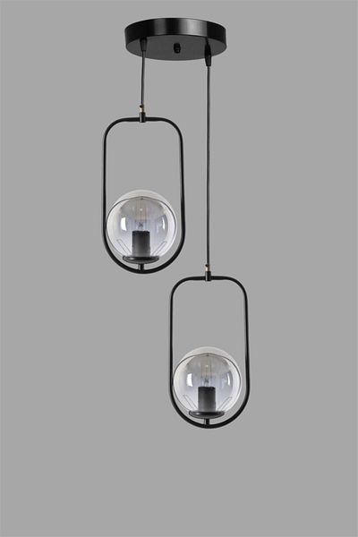 Lumexx Smoked Glass Black Ahu Pendant Lamp with 2 Trays