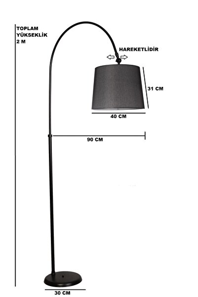 Lumexx Lina Lambader Siyah Ayak Pramit Hasır Siyah Abajurlu