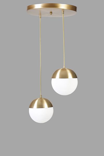 Lumexx White Glass Globe Pendant Lamp with 2 Trays