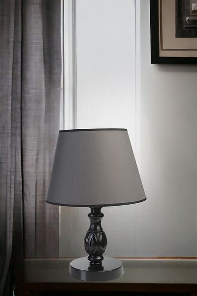 Lumexx Black Pramit Dark Gray Table Lamp with Lampshade - Olympic