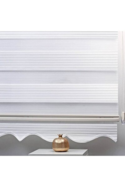 Kidmex Beyaz Pliseli Alüminyum Kasa Zebra Perde Etekli