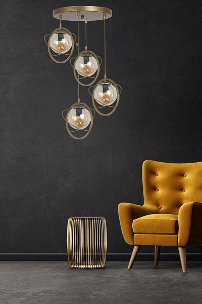 Lumexx NEPAL Antique Honey Glass Pendant Lamp with 4 Trays