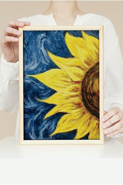 MAXİ Ayçiçeği - Diamond Painting, Elmaslı Goblen, Mozaik Tablo, 5d Elmas Mozaik, Boncuk Yapıştırma 20x30