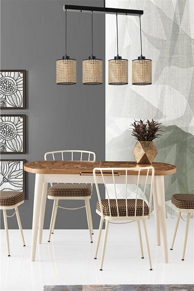 Lumexx April 4 - Row Rattan Pendant Lamp Set