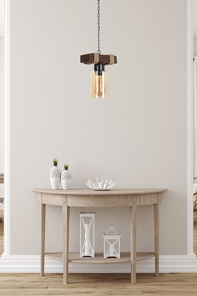 Lumexx Jasmin Single - Wooden Walnut Cylinder with Honey Glass