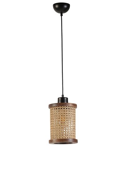 Lumexx Mystery Small Single Walnut Rattan Pendant Lamp