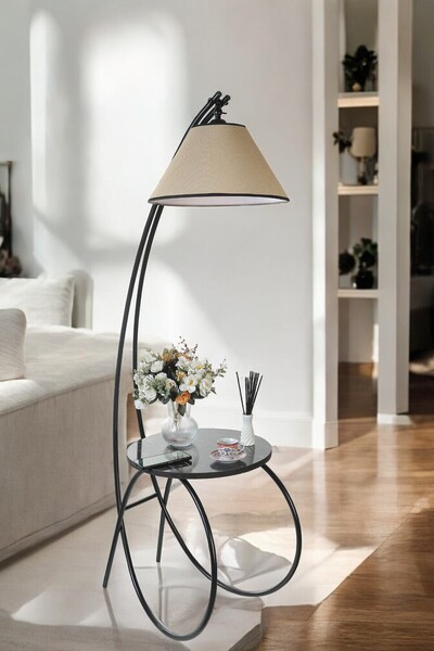 Lumexx GÜLER SİYAH LAMBADER PRAMİT AÇIK HASIR ABAJURLU