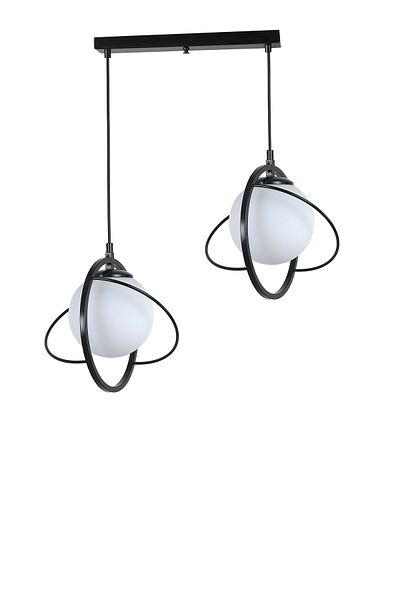 Lumexx NEPAL - 2 Row Black and White Glass Pendant Lamp
