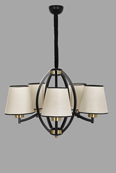 Lumexx Paul 3 Lü Siyah Avize Hasır Gül Kurusu Abajurlu