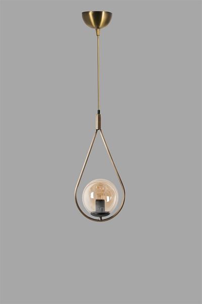 Lumexx Single Drop Honey Glass Antique Pendant Lamp
