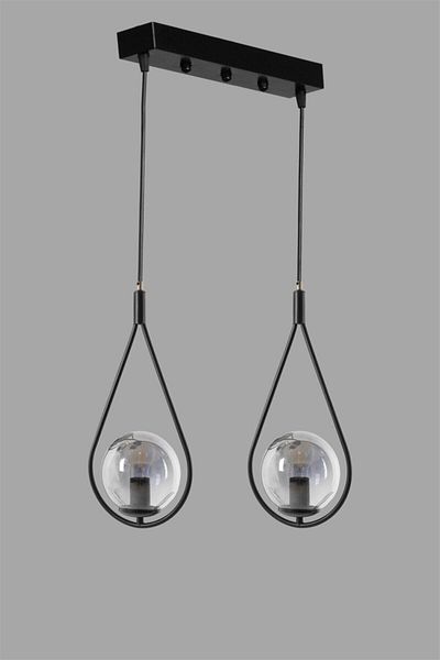 Lumexx Smoked Glass Black Drop Pendant Lamp - 2 Rows