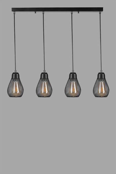 Lumexx 4 Row Black Bulb Pendant Lamp Set